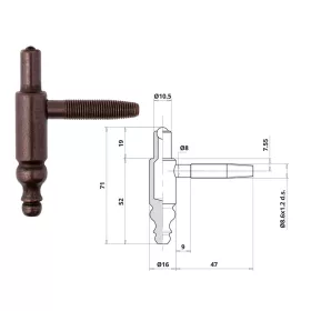 Otlav hinge 2 parts Decorative 16mm BOY Bronze