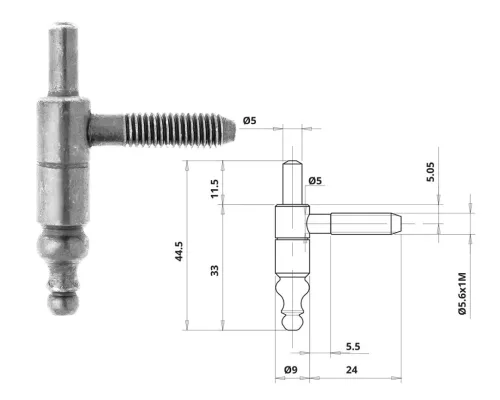 Otlav hinge 2-part decorative 9mm BOY nickel