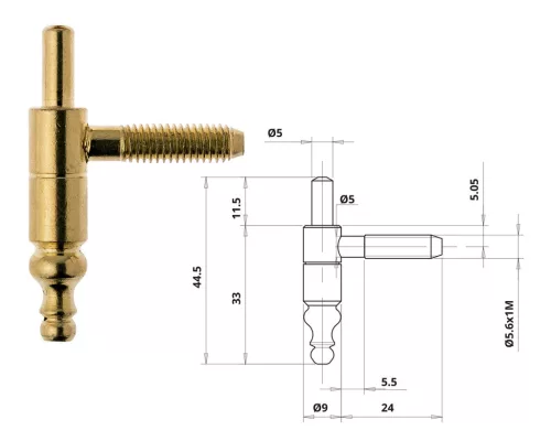 Otlav hinge 2-part decorative 9mm BOY copper