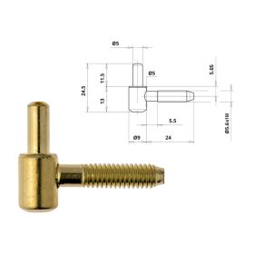 Otlav pánt 2 részes Sima 9mm FIÚ rezes