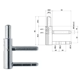 Otlav hinge 3D 20mm BOY silver (pin length 55mm)