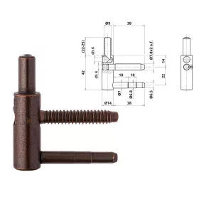 Otlav hinge 3D 14mm BOY bronze (pin length 38mm)