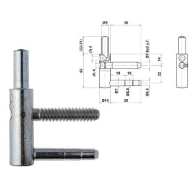 Otlav pánt 3D 14mm FIÚ ezüst (csaphossz 38mm)