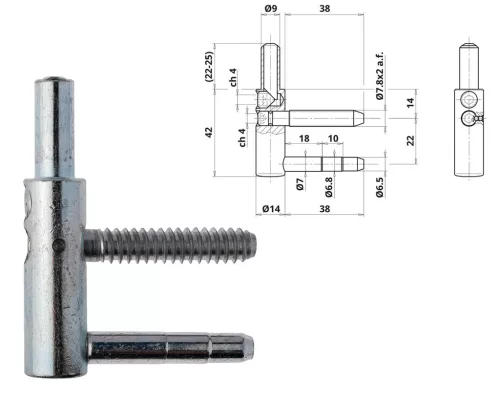 Otlav hinge 3D 14mm BOY silver (pin length 38mm)