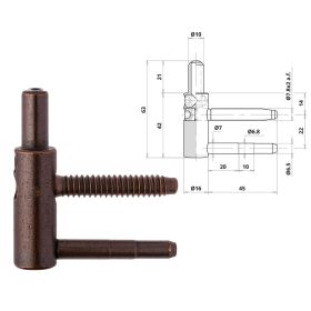 Otlav pánt 3D 16mm FIÚ bronz (csaphossz 45mm)
