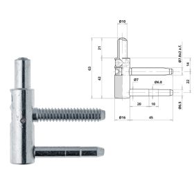 Otlav pánt 3D 16mm FIÚ ezüst (csaphossz 45mm)