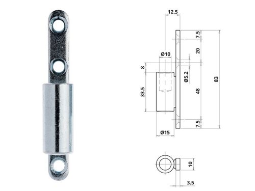 Otlav pánt Statikus lemezes LÁNY horg. 15mm