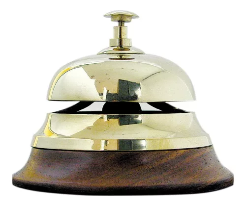 Recepcióra jelzőcsengő sárgaréz fa talppal 12 cm