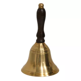 Kézicsengő antik sárgaréz fa nyéllel 16 cm