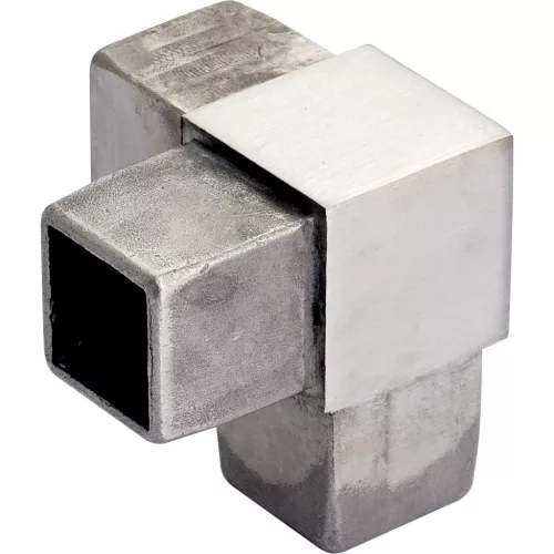 CROSO sarokcsőcsatlakozó négyszögl. csőhöz 40 x 40 x 20 mm nemesacél V4A
