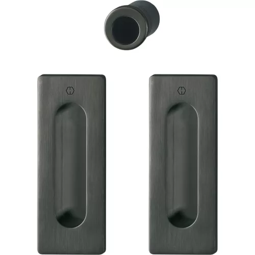 HOPPE tolóajtókagyló-szett M464 - vak, szögletes rozetta, fekete szatinált