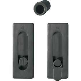   HOPPE tolóajtókagyló-szett M464, WC, szögletes rozetta, sárgaréz fekete szatén