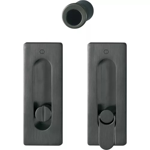 HOPPE tolóajtókagyló-szett M464, WC, szögletes rozetta, sárgaréz fekete szatén