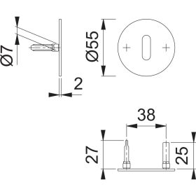 HOPPE kulcsrozetta lapos BB, kerek, rozsdamentes matt