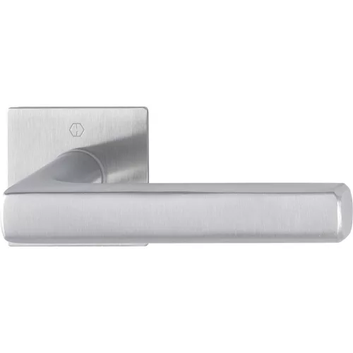 HOPPE DALLAS rozettás kilincsgarnitúra szögletes nemesacél matt kulcsrozetta nélkül