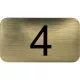 számtábla öntapadó 35x20 mm Nr. 4 műanyag fémes arany hatású