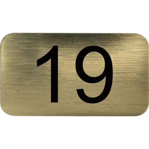 számtábla öntapadó 35x20 mm Nr. 19 műanyag fémes arany hatású