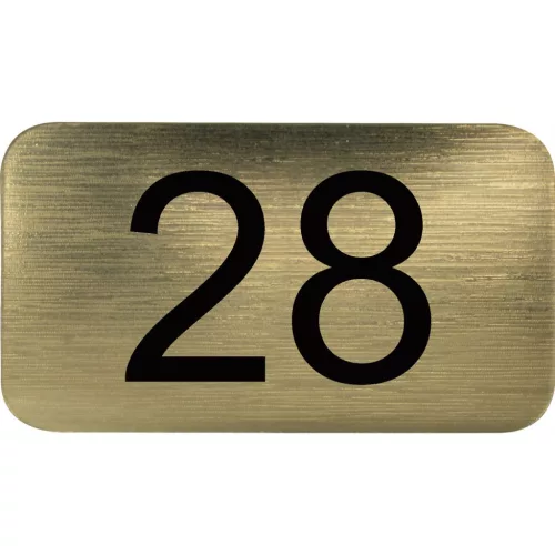 számtábla öntapadó 35x20 mm Nr. 28 műanyag fémes arany hatású