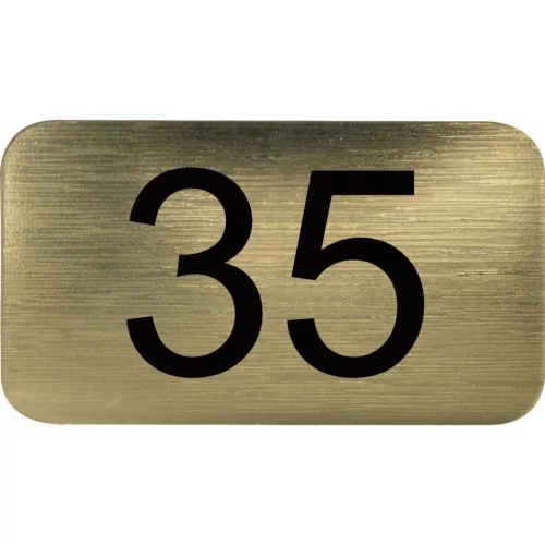 számtábla öntapadó 35x20 mm Nr. 35 műanyag fémes arany hatású