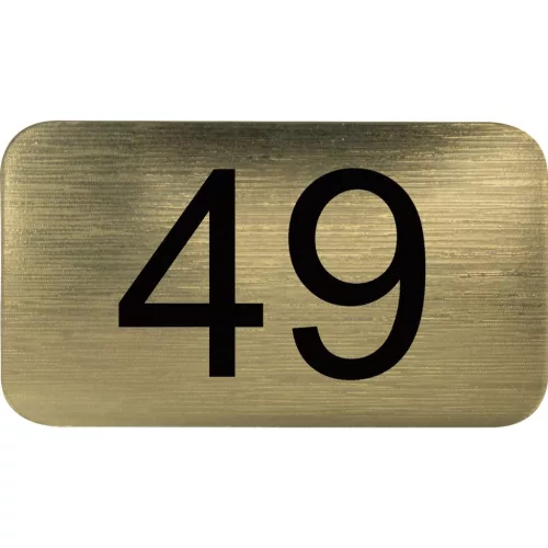 számtábla öntapadó 35x20 mm Nr. 49 műanyag fémes arany hatású