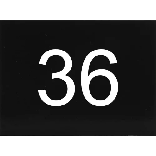 számtábla öntapadó 40x30 mm Nr. 36 műanyag fényes fekete
