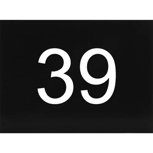 számtábla öntapadó 40x30 mm Nr. 39 műanyag fényes fekete