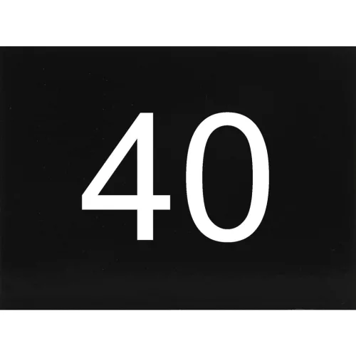 számtábla öntapadó 40x30 mm Nr. 40 műanyag fényes fekete