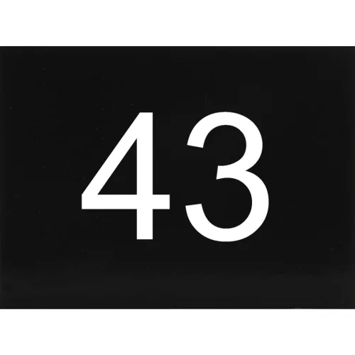 számtábla öntapadó 40x30 mm Nr. 43 műanyag fényes fekete