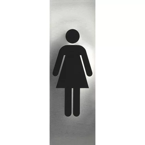 WC szimbólum hölgy öntapadós 48 x 150 mm rozsdamentes szálcsiszolt