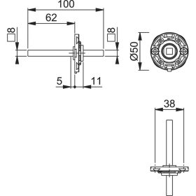 HOPPE szerelőmodul kerek, stift 8/62 mm, acél aluszínű