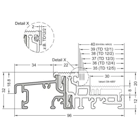   GUTMANN ajtóküszöb WESER 96/32 TI L=6000 mm alu ezüst eloxált