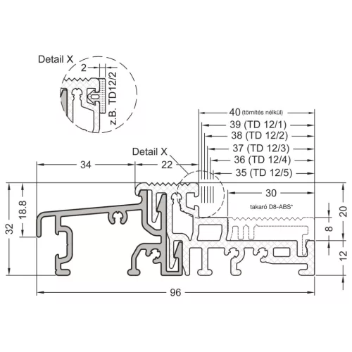 GUTMANN ajtóküszöb WESER 96/32 TI L=6000 mm alu ezüst eloxált