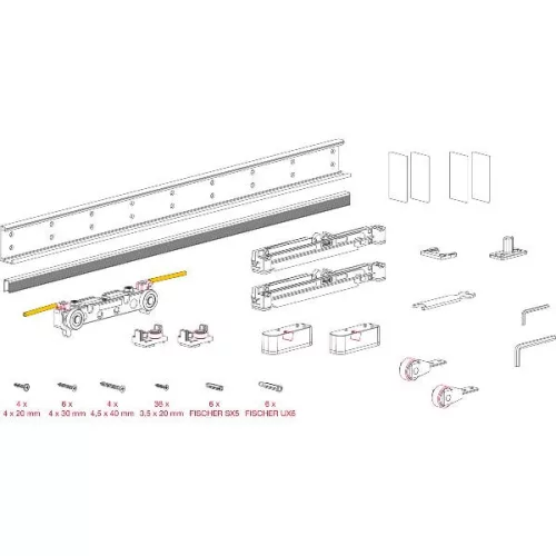 TERNO Magic 2 tolóajtó szerelvényk.1 szárny 80 kg szárnyszél. 680-1800 mm ezüst