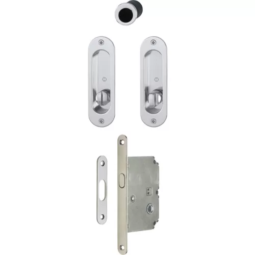 HOPPE tolóajtókagyló szett 4930 - zárral, ovális rozetta WC, F4 bronz elox. alu