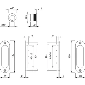   HOPPE tolóajtókagyló szett 4930, lyukasztás nélkül, alu fényes rézszínű F271