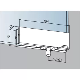   DORMA-Gla felülvilágító vasalat PT 30 ? 15 mm csappal ezüst eloxált (03.120)