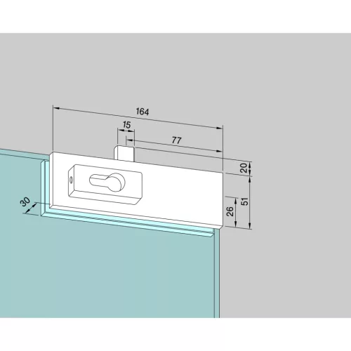 DORMA-Glas sarokzár US 10 PZ előfúrt 10 mm ezüst eloxált (03.206)
