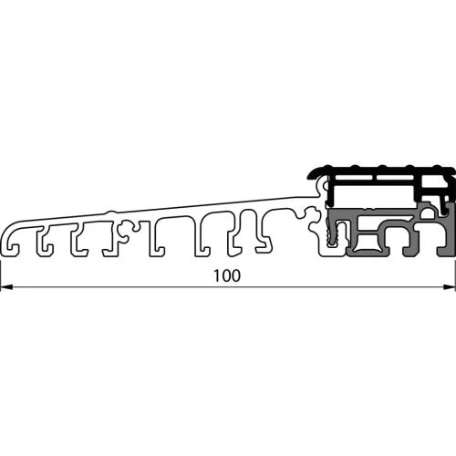 Teraszajtó küszöb EIFEL TB-100 6000 mm ezüst eloxált/fekete
