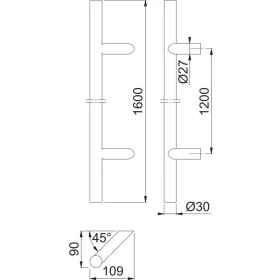   HOPPE ajtófogantyú E5012 - hossz 1000/1200 mm, nemesacél fekete matt