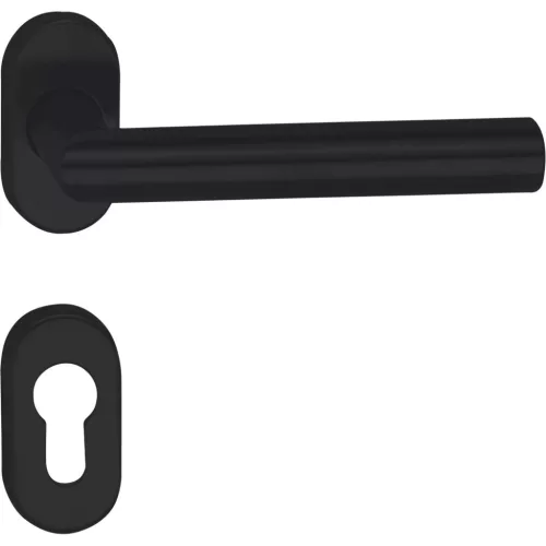 Marchesi ovális rozettás Kilincsgarnitúra RIGA PZ nemesacél fekete matt