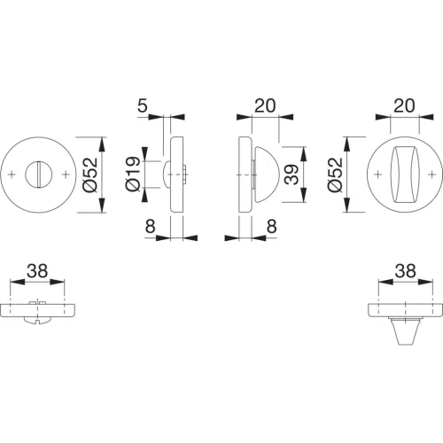 HOPPE WC-rozetta, ? 52 mm, magasság 8 mm, matt nemesacél