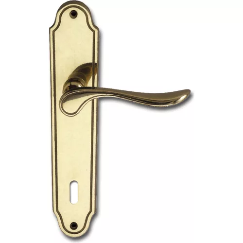 Marchesi rozettás kilincsgarnitúra KÖLN pajzs BB 90 sárgaréz fényes