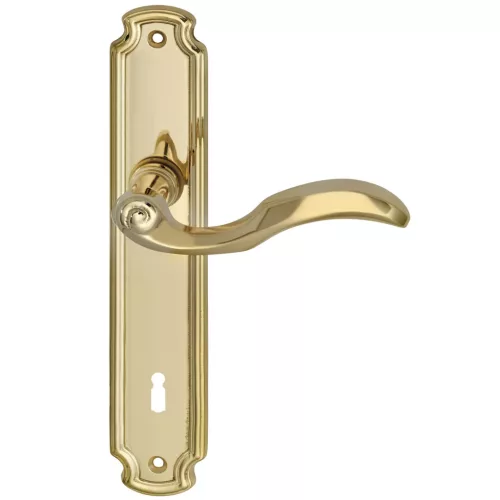 Marchesi hosszúpajzsos kilincsgarnitúra FH SCHÖNBRUNN BB 90 sárgaréz polírozott