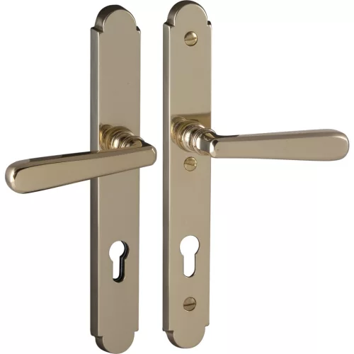 Marchesi biztonsági hosszúpajzsos kilincsgarnitúra ALT-WIEN PZ 88 fényes réz