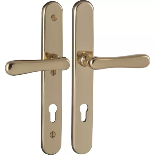 Marchesi biztonsági hosszúpajzsos kilincsgarnitúra ELEGANT/22 PZ 88 fényes réz