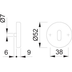   Kulcsrozetta BB HOPPE, ? 53 mm, 9 mm magas, nemesacél hatású