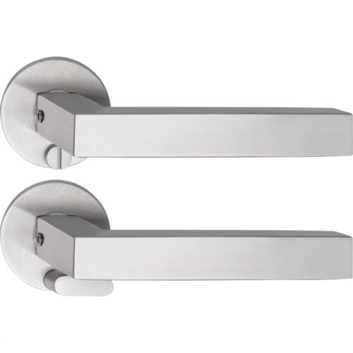 Solido laposrozettás kilincsgarnitúra MALMÖ Solo kerek WC vésznyitó nemesacél