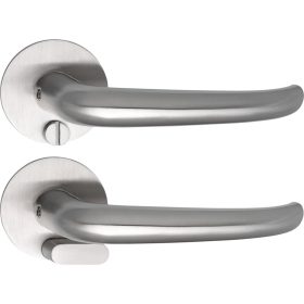   Solido laposrozettás kilincsgarnitúra BELFAST Solo kerek WC vésznyitó nemesacél