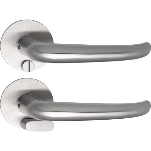 Solido laposrozettás kilincsgarnitúra BELFAST Solo kerek WC vésznyitó nemesacél