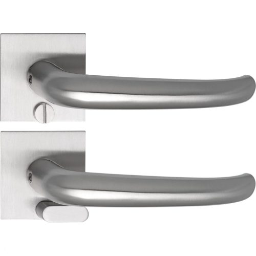 Solido laposrozettás kilincsgarnitúra BELFAST Solo szögletes WC vésznyitó nemesacél